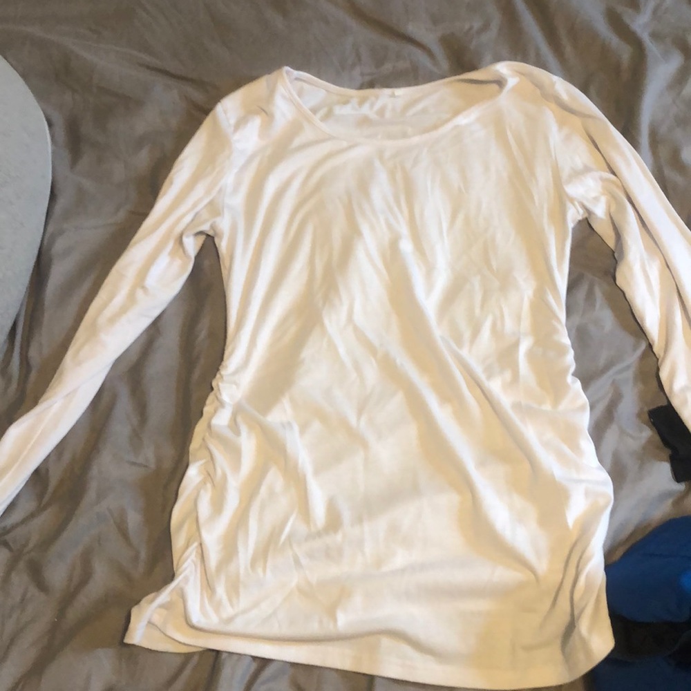 Long sleeve white maternity shirt